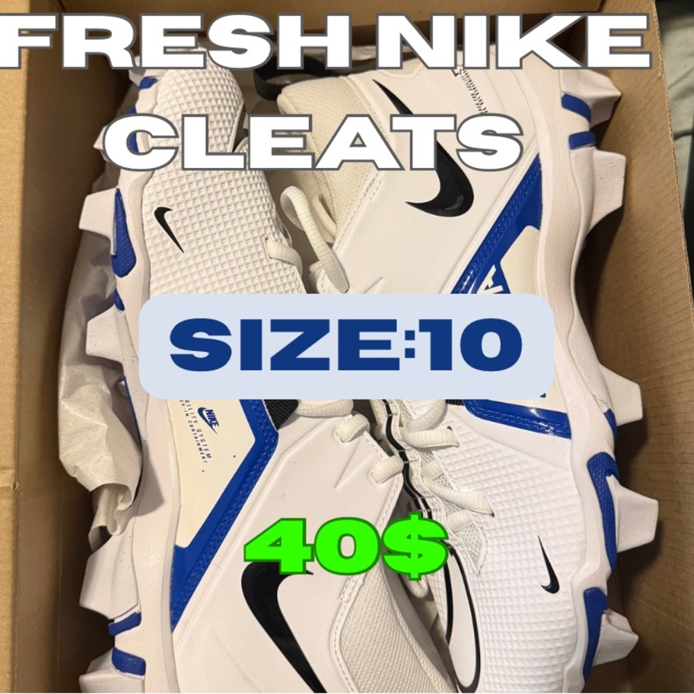Nike Men's White and Blue Athletic Cleats